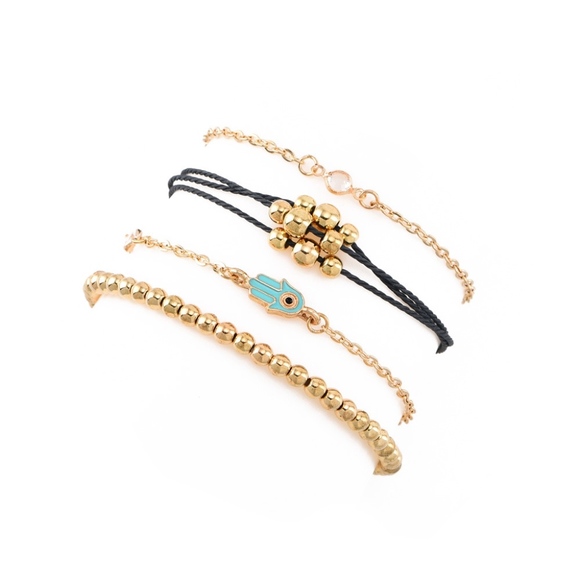 Golden Threads Jewelry - 4 Bracelet SET in Gold Color